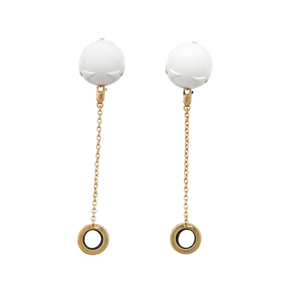 Dior Tribal Star Ball AirPods Holder Earrings D-VIBE White Metal