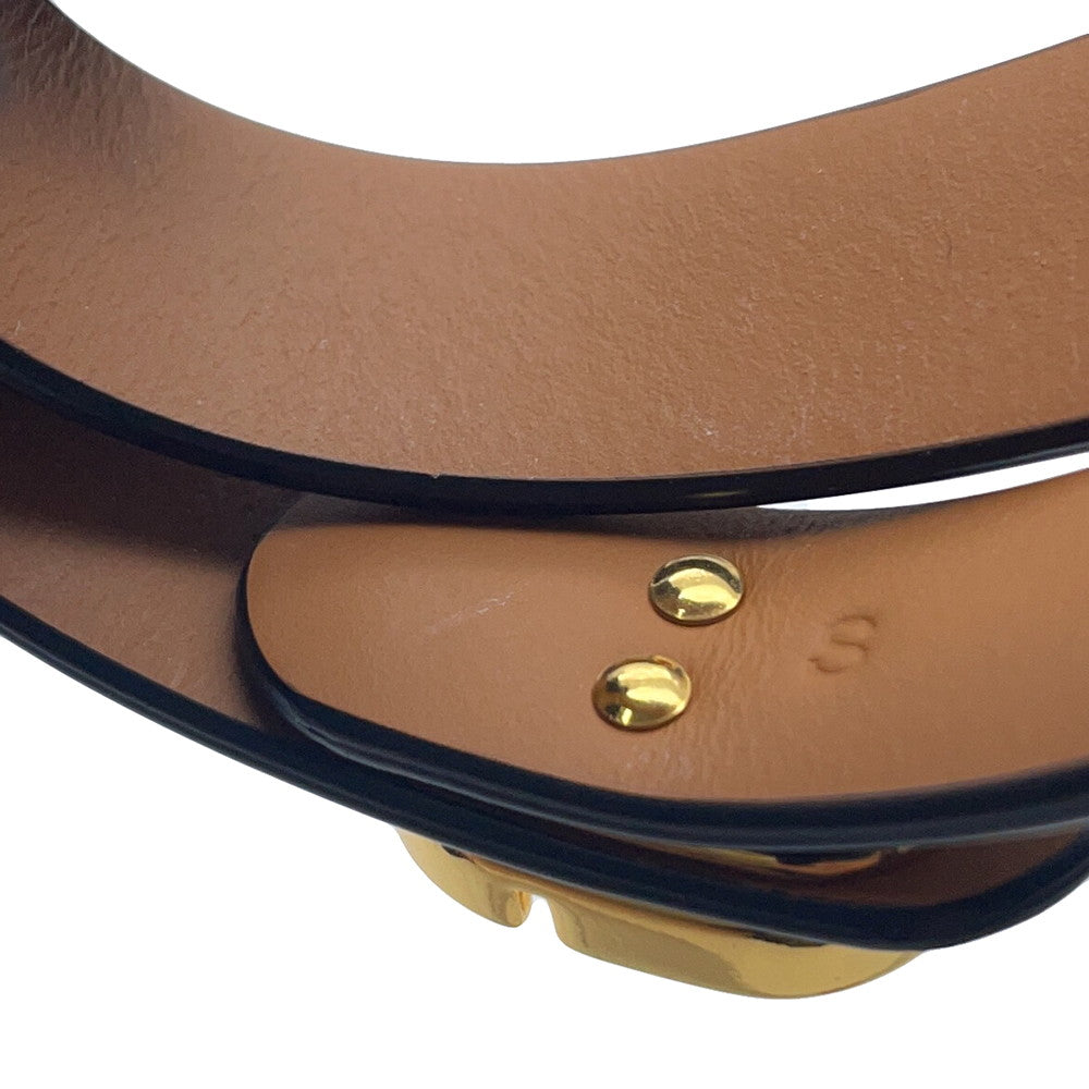 Dior 30Montaigne Double Bracelet Size S Black/Brown Leather Metal