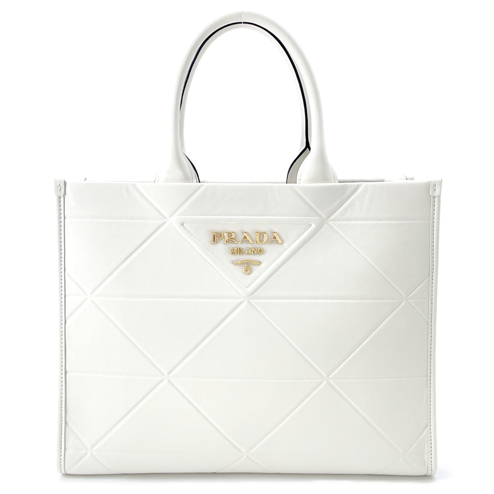 PRADA Top Tech Tote Bag White1BA378 Calf Leather