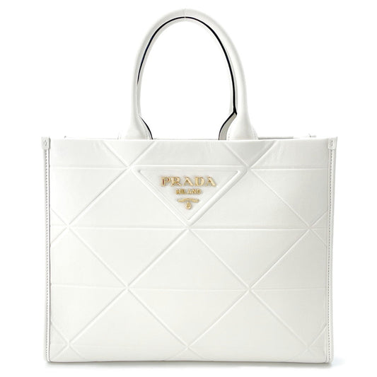 PRADA Top Tech Tote Bag White1BA378 Calf Leather