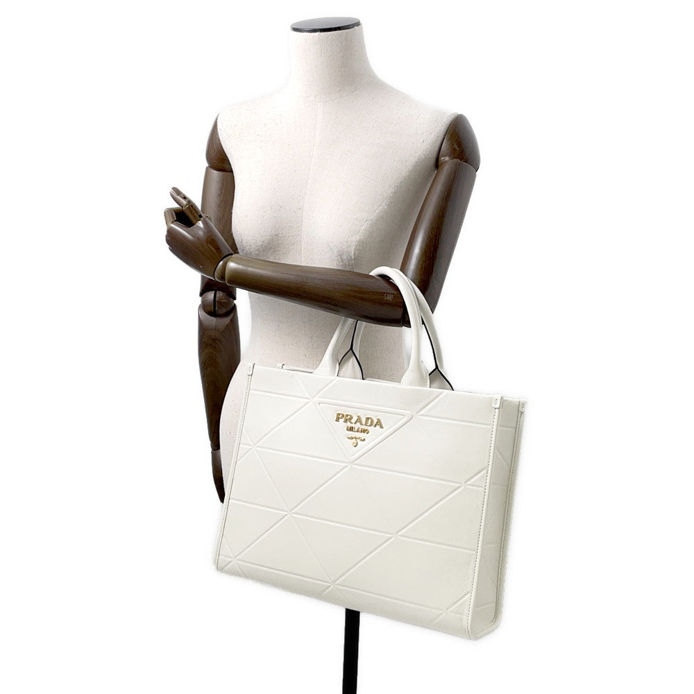 PRADA Top Tech Tote Bag White1BA378 Calf Leather