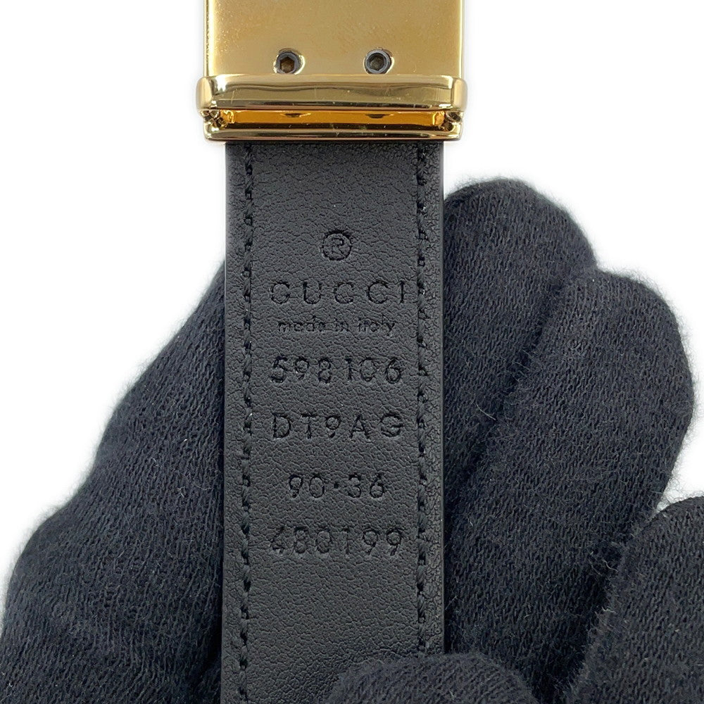GUCCI Interlocking G slim belt Size 90 Black598106 Leather