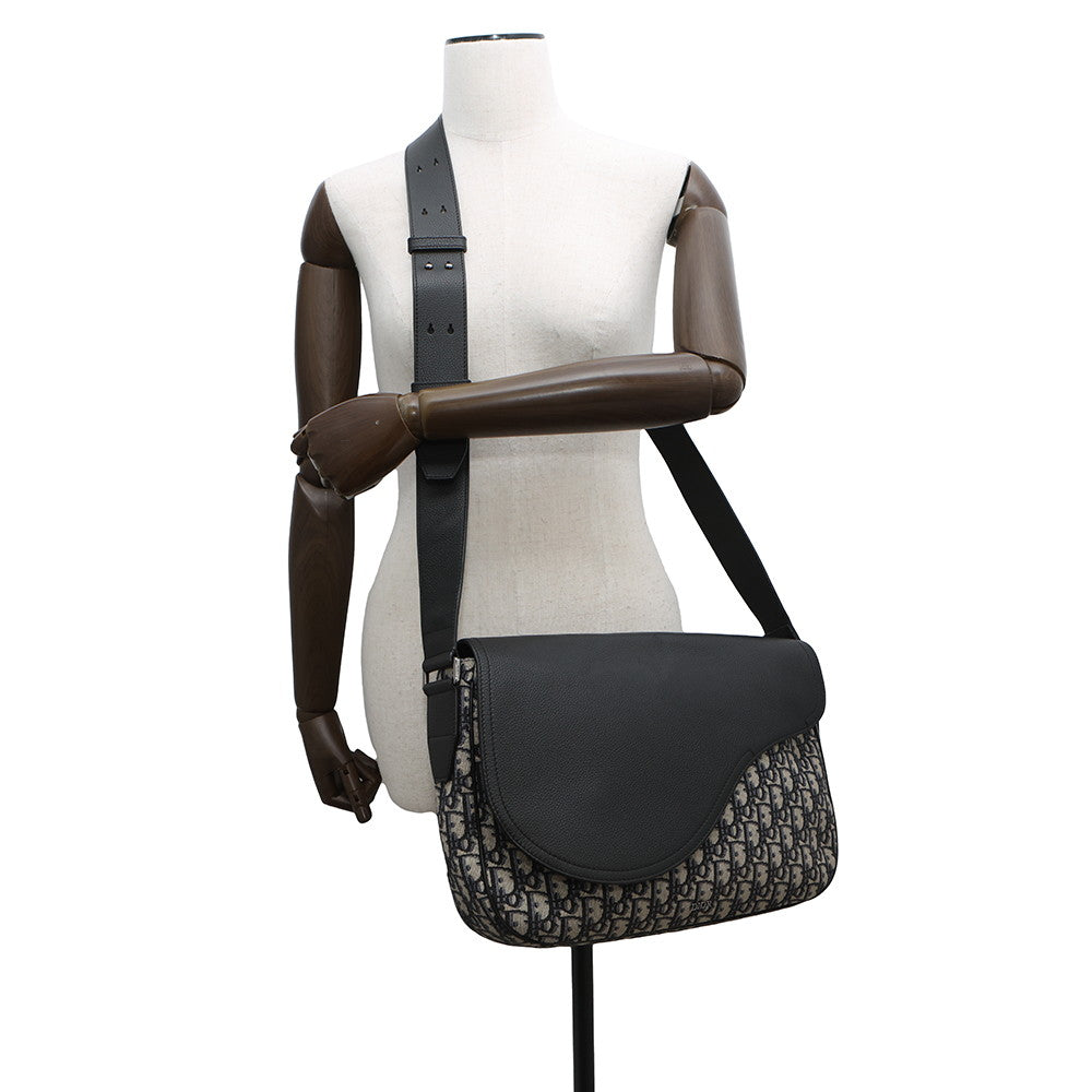 Dior Oblique Saddle Messenger Navy/Beige1ADME133YKS_H27E Jacquard Leather