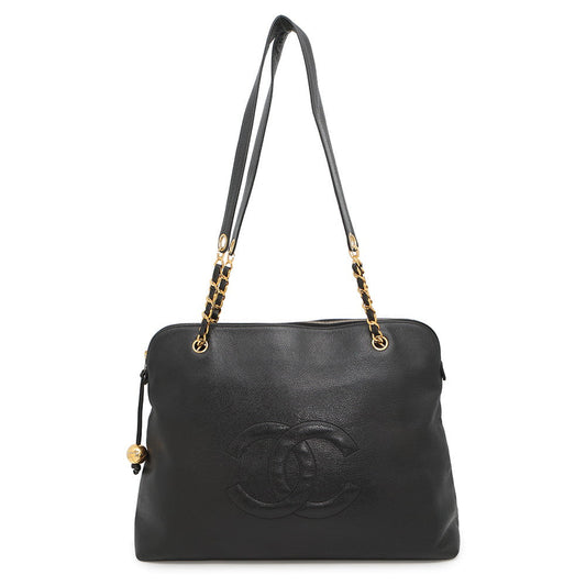 CHANEL CC Logo Cocoball Tote BlackA03578 Caviar Leather