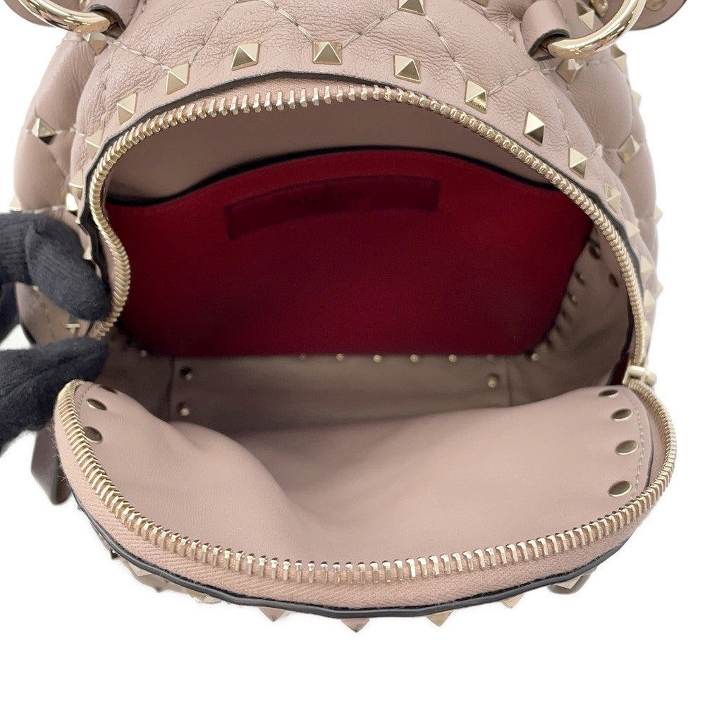 Valentino Garavani Rock Studded Spike Mini Backpack Pink graySW2B0B63NAP Leather