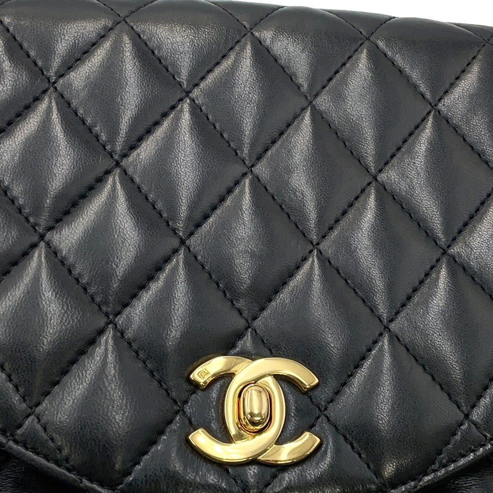 CHANEL Matelasse Half Moon ChainShoulder Black Lambskin