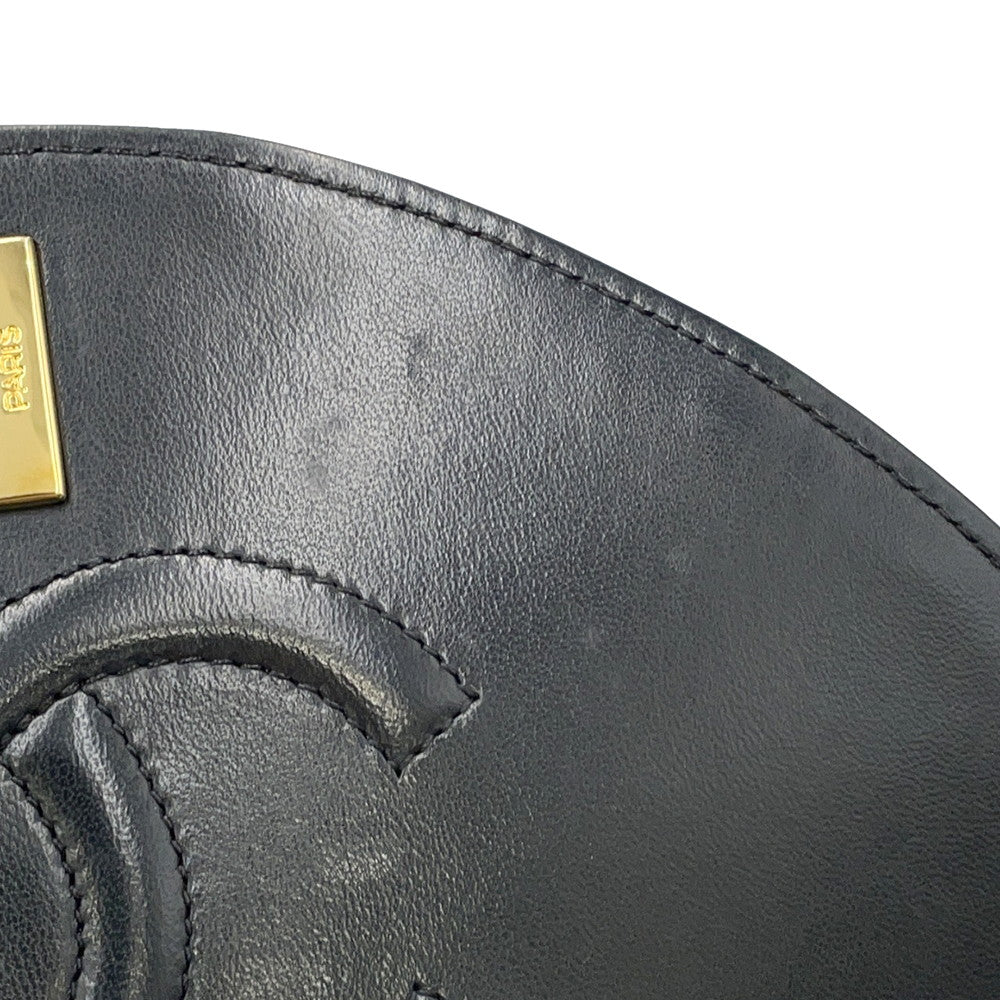 CHANEL Matelasse Half Moon ChainShoulder Black Lambskin