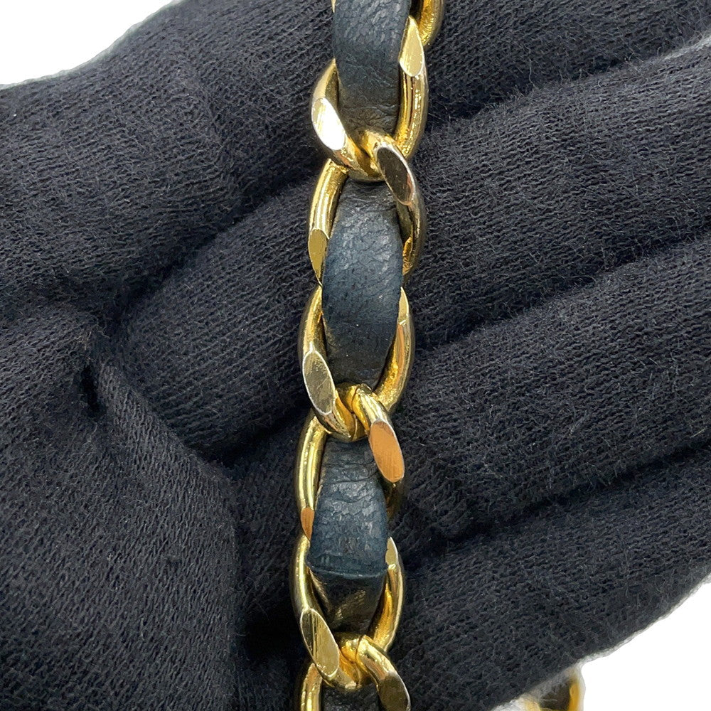 CHANEL Matelasse Half Moon ChainShoulder Black Lambskin