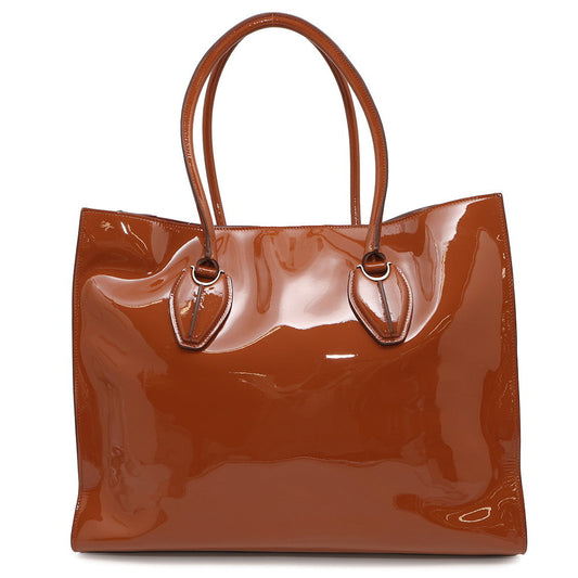 TOD’S Tote Bag Brown Patent Leather