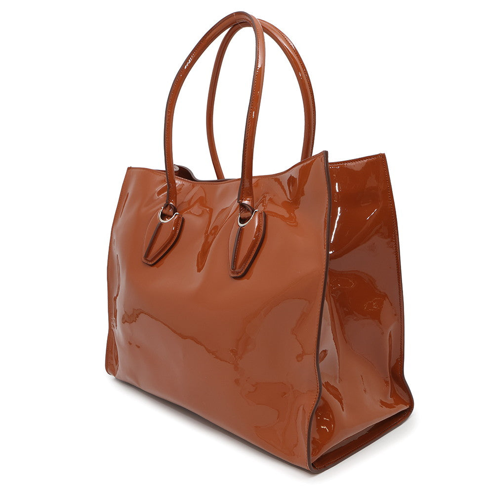 TOD’S Tote Bag Brown Patent Leather