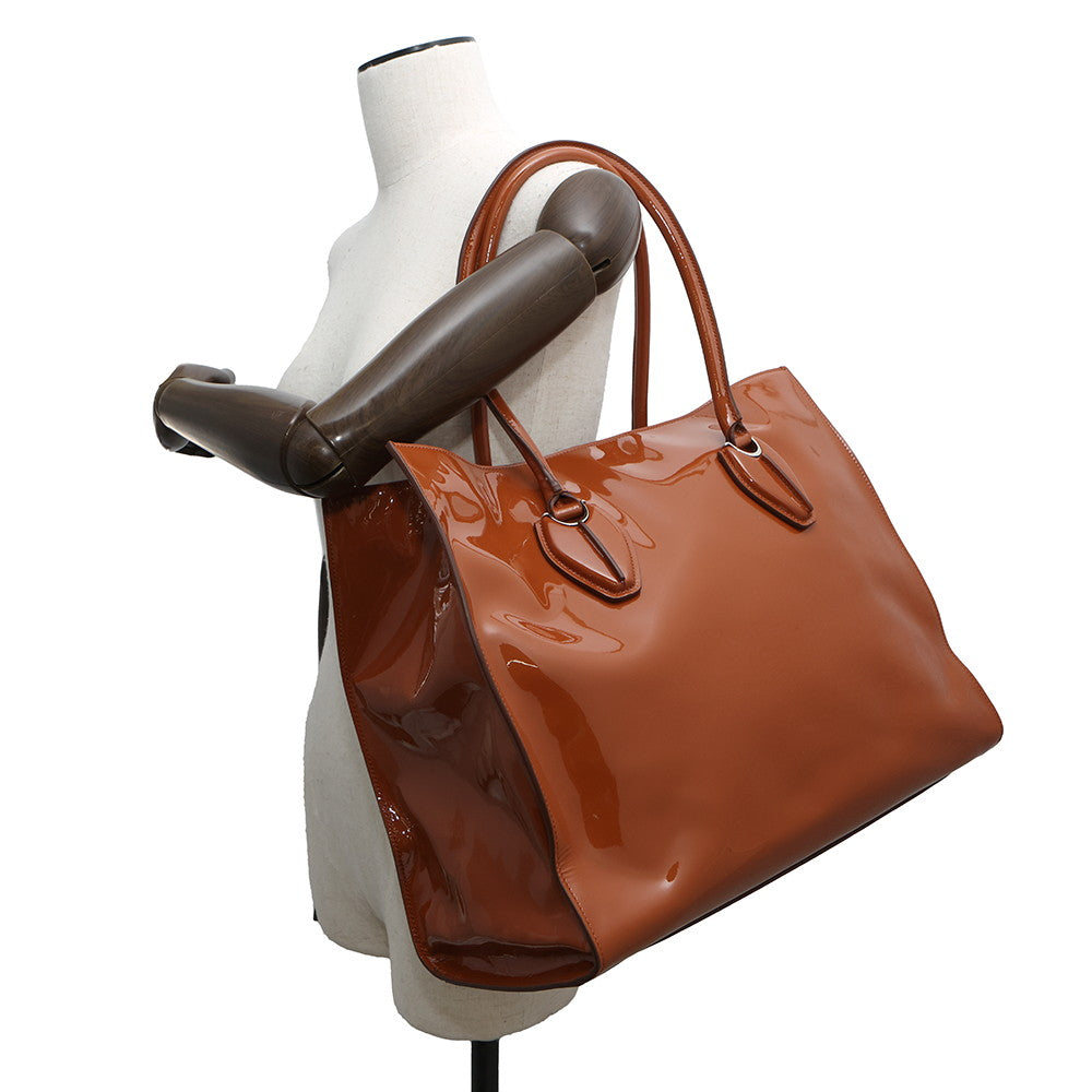 TOD’S Tote Bag Brown Patent Leather