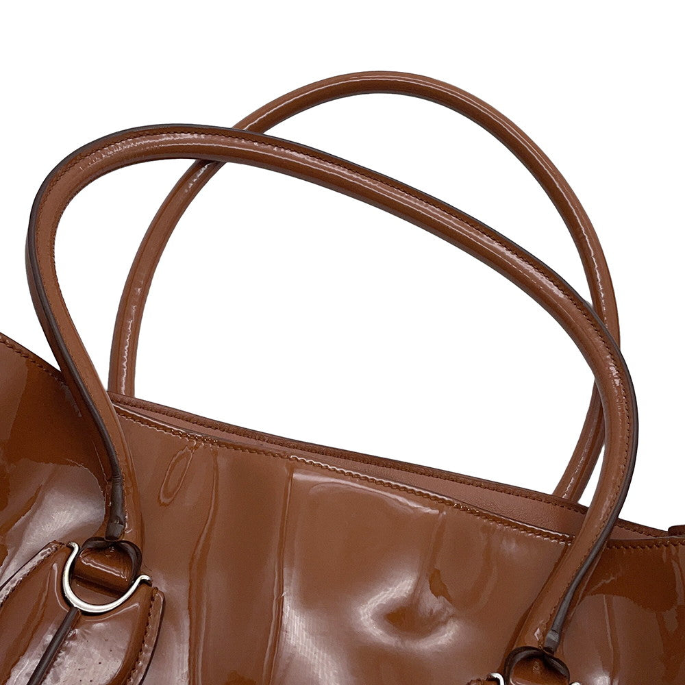 TOD’S Tote Bag Brown Patent Leather