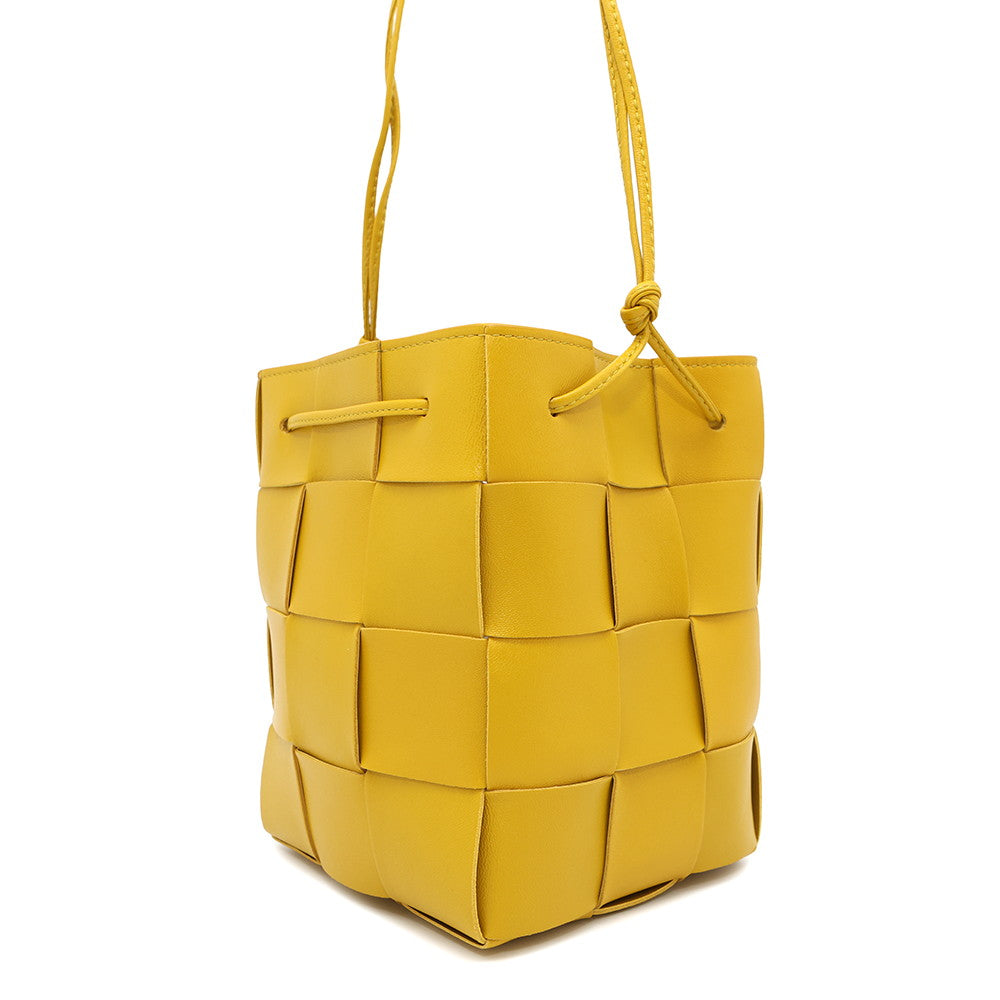 Bottega Veneta Maxi INTRECCIATO Cassette Crossbody Shoulder Yellow680218 Leather Size Small