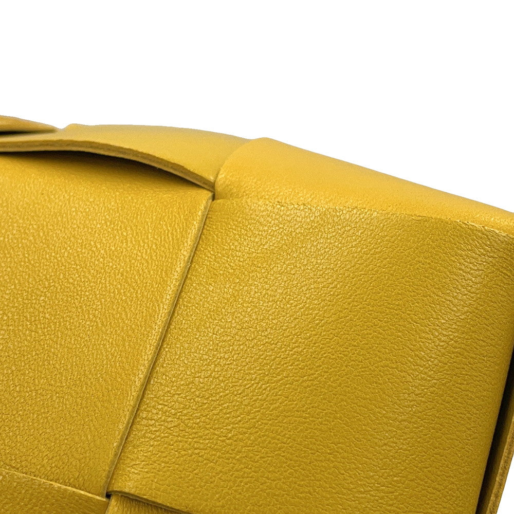 Bottega Veneta Maxi INTRECCIATO Cassette Crossbody Shoulder Yellow680218 Leather Size Small