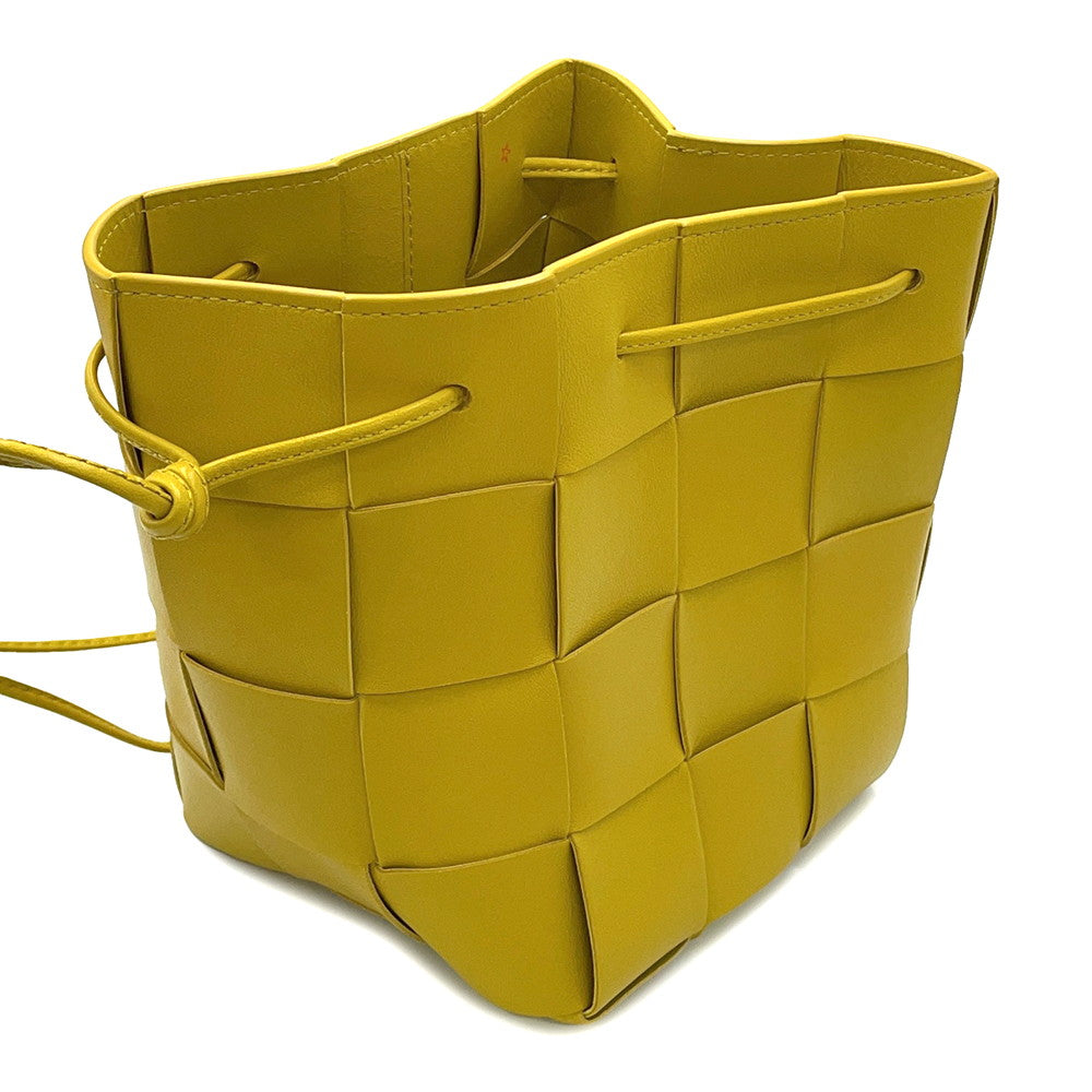 Bottega Veneta Maxi INTRECCIATO Cassette Crossbody Shoulder Yellow680218 Leather Size Small
