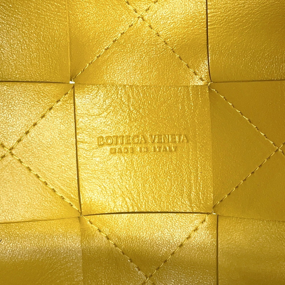 Bottega Veneta Maxi INTRECCIATO Cassette Crossbody Shoulder Yellow680218 Leather Size Small