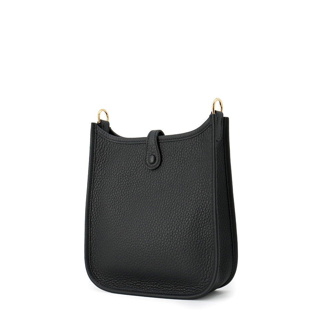 HERMES Evelyne Amazon Sangle Long Black/Gray Taurillon Clemence Size TPM