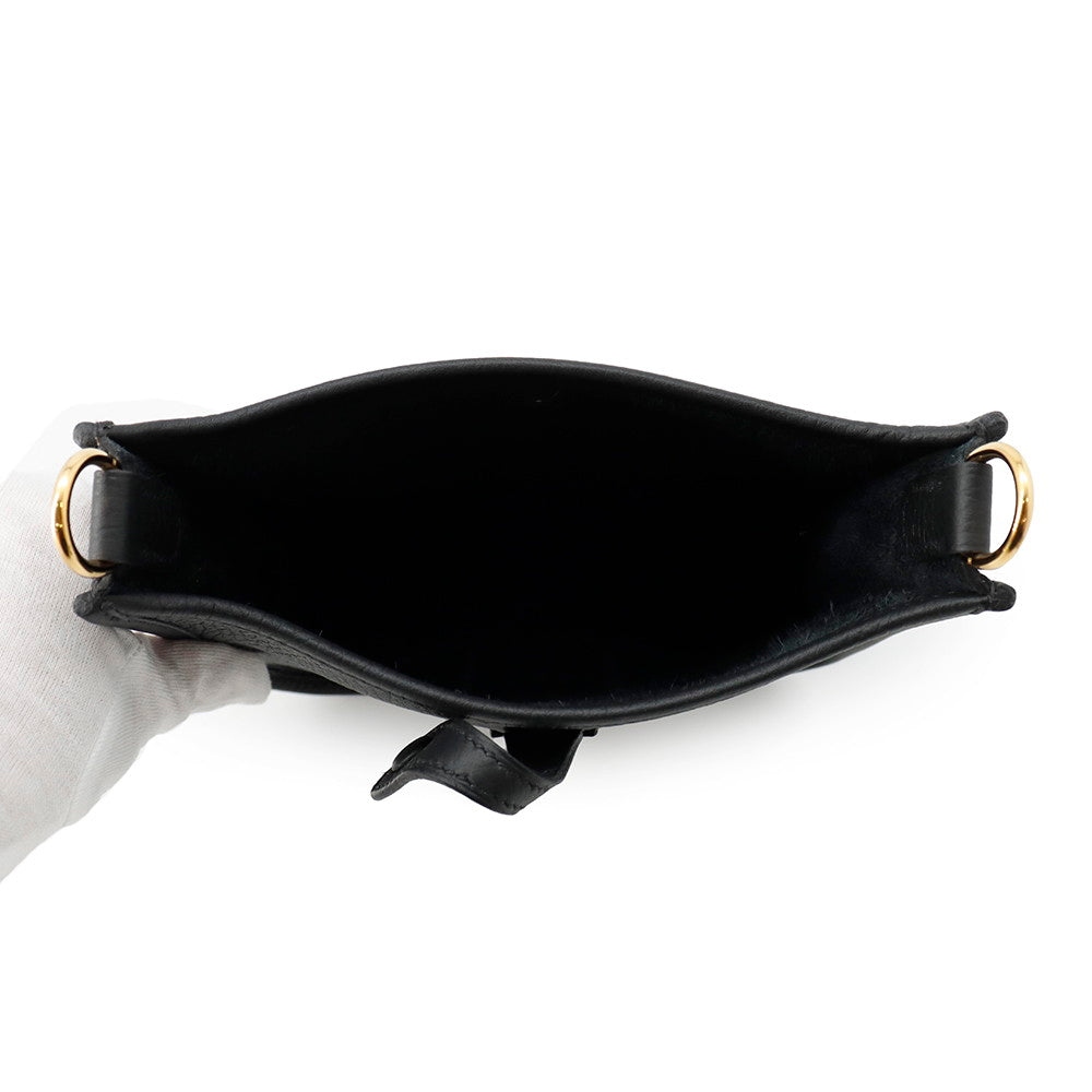 HERMES Evelyne Amazon Sangle Long Black/Gray Taurillon Clemence Size TPM