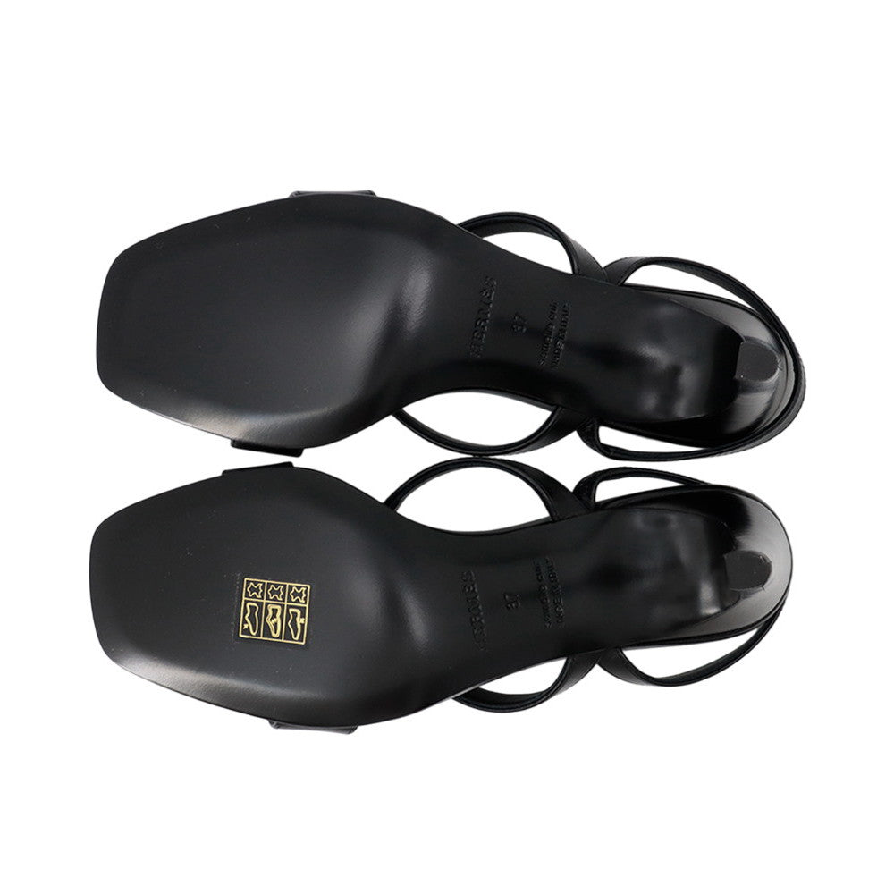 HERMES Sandals《Glamour》 Black Leather Size 37