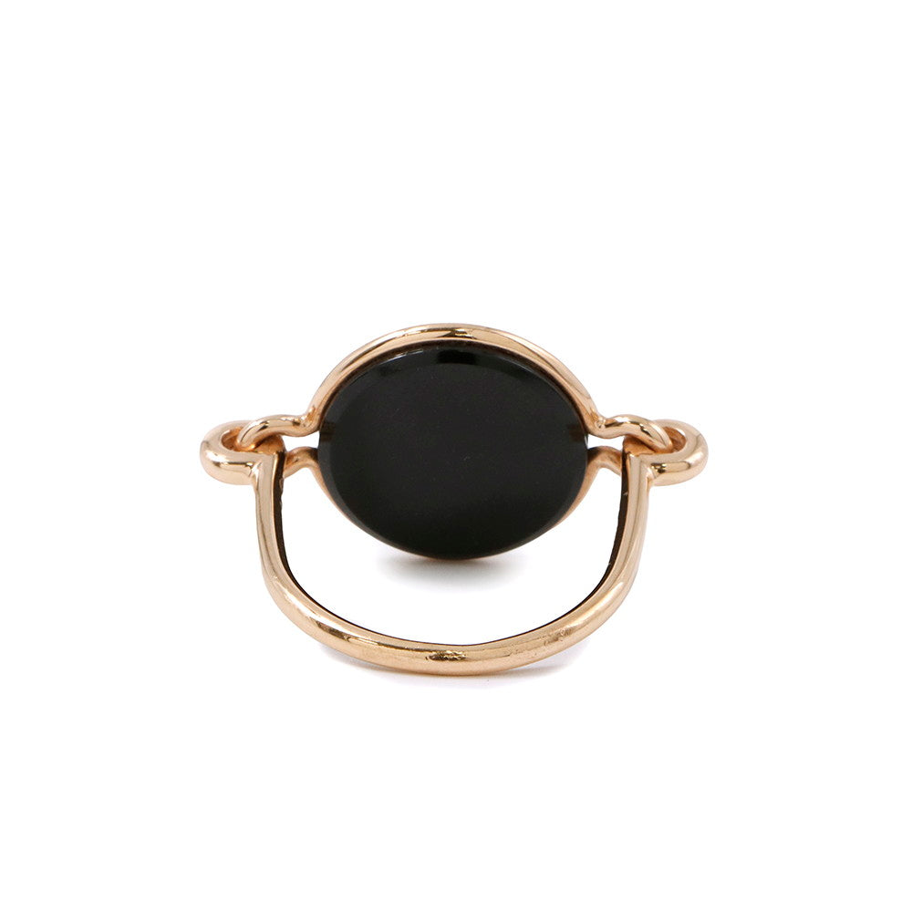 HERMES Exlibris Ring Size 52/#12 18K Pink Gold