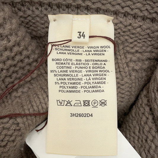HERMES Poncho "H" motif Size 34 Brown Wool 100%