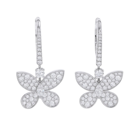 GRAFF Pavé Butterfly Mini Diamond Drop EarringsRGE1167 18K White Gold