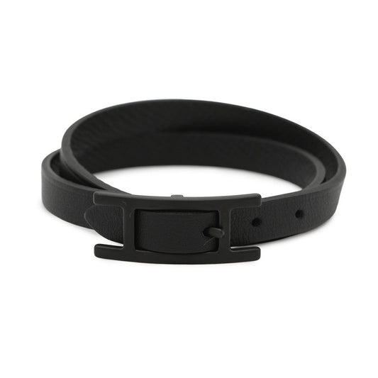 HERMES B-Api Double Tour Bracelet Size T4 So Black Swift Leather Epsom