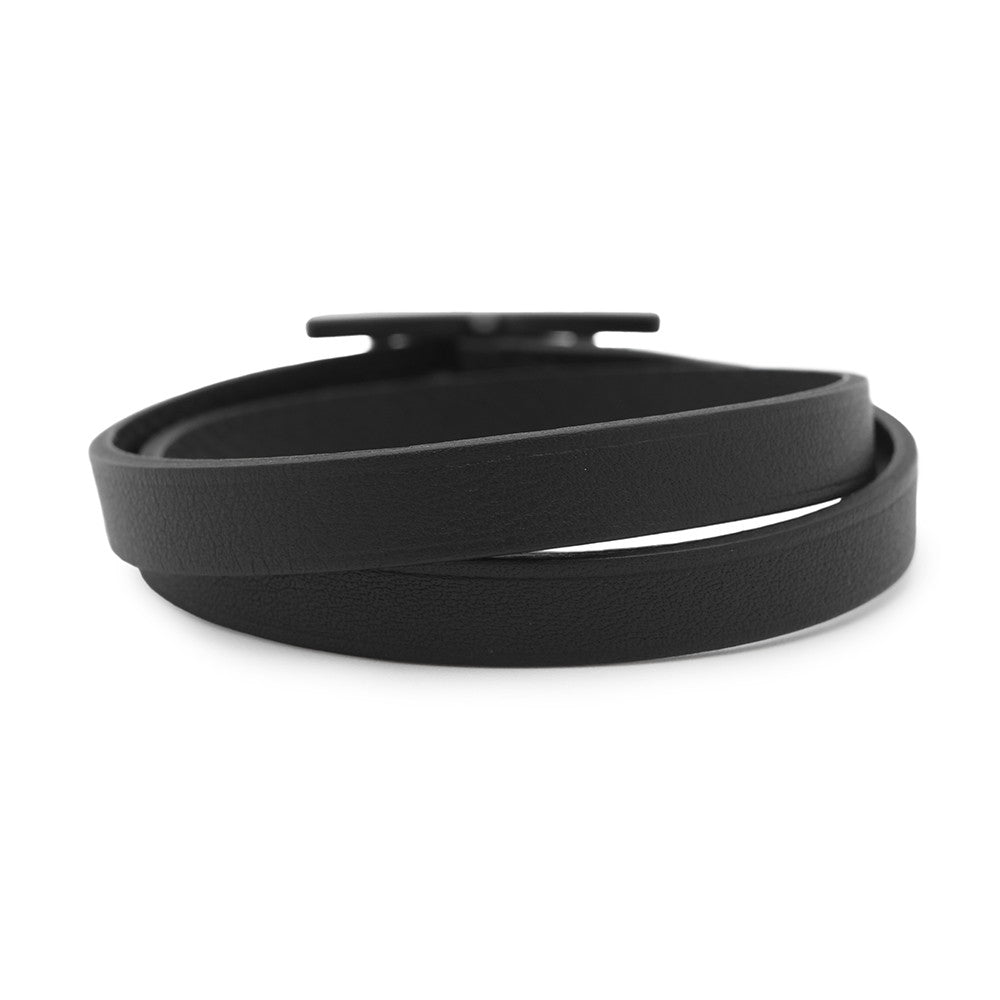 HERMES B-Api Double Tour Bracelet Size T4 So Black Swift Leather Epsom
