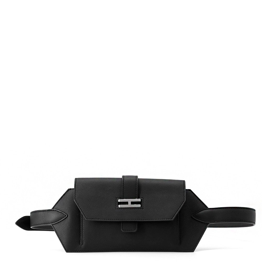 HERMES Elan Pocket Black Swift Leather Epsom Size 24