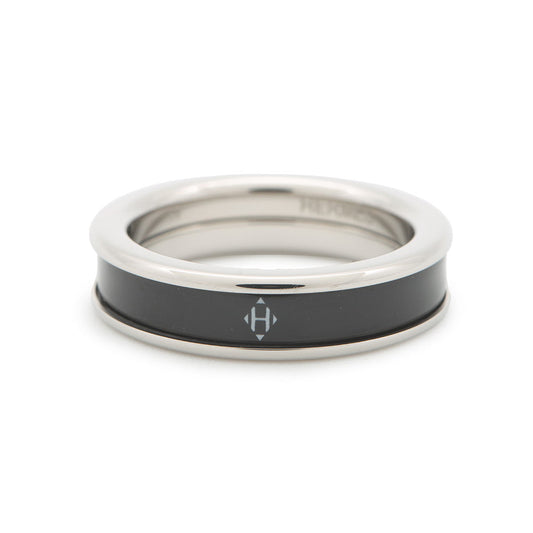 HERMES Uni Ring Size PM/T59 Silver/Black Metal