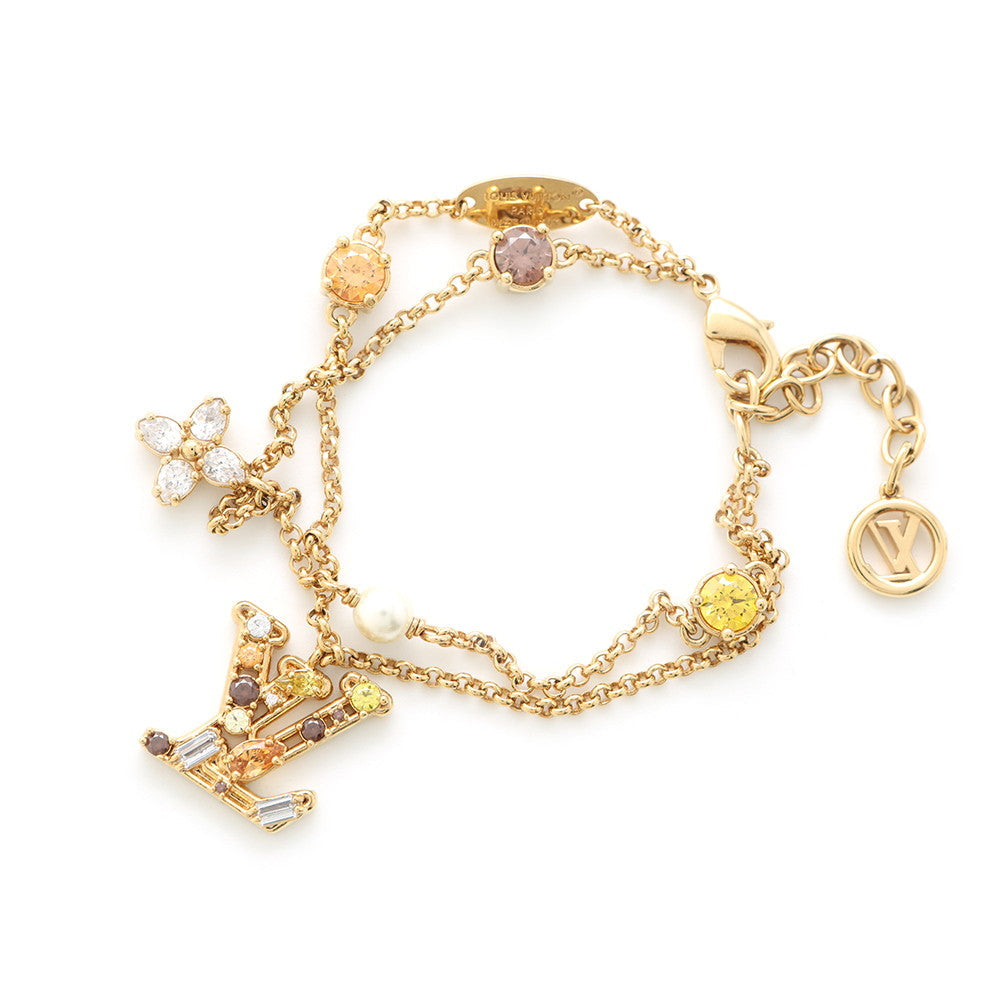 LOUIS VUITTON Bracelet Lady LV DoreM1683A Metal strass