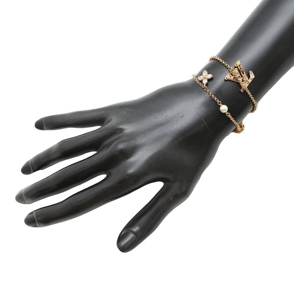 LOUIS VUITTON Bracelet Lady LV DoreM1683A Metal strass