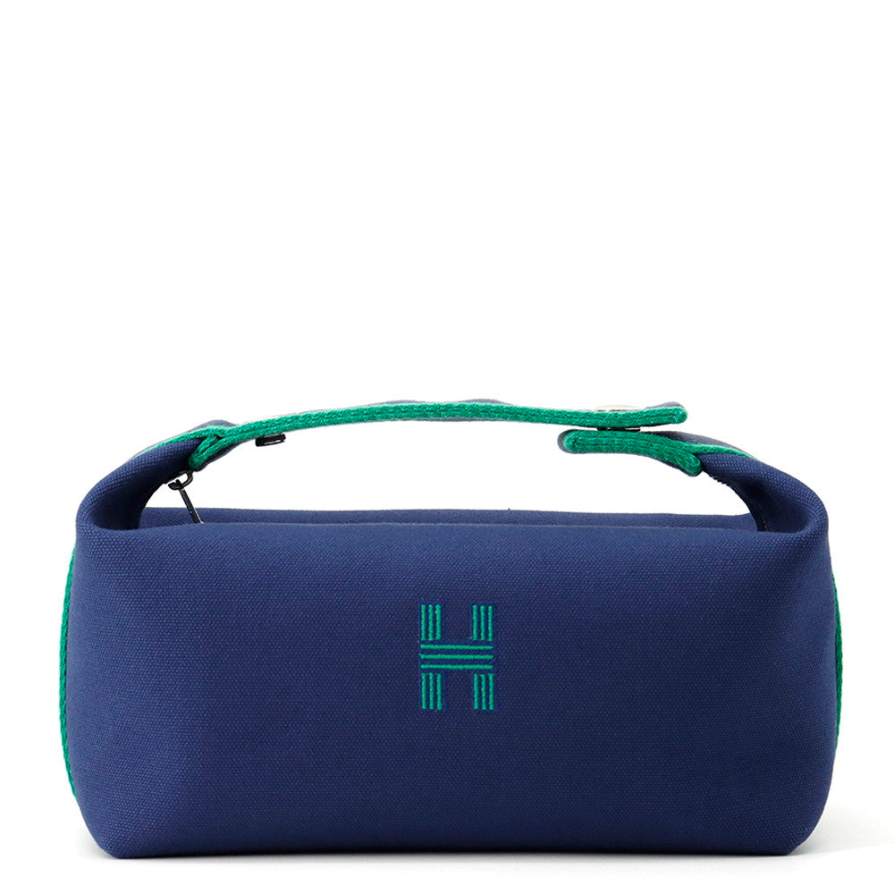 HERMES Brid a Black Navy/Green Canvas Size PM