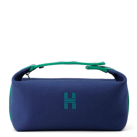 HERMES Brid a Black Navy/Green Canvas Size PM