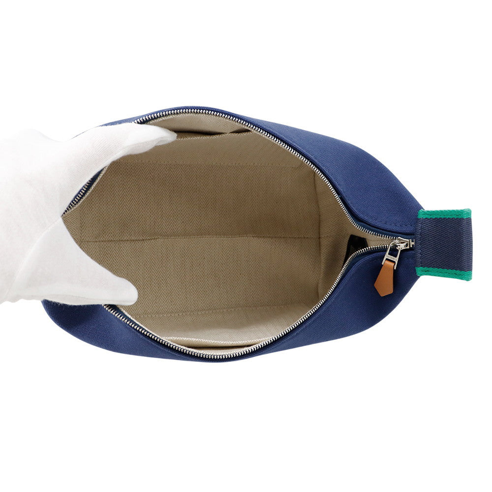 HERMES Brid a Black Navy/Green Canvas Size PM