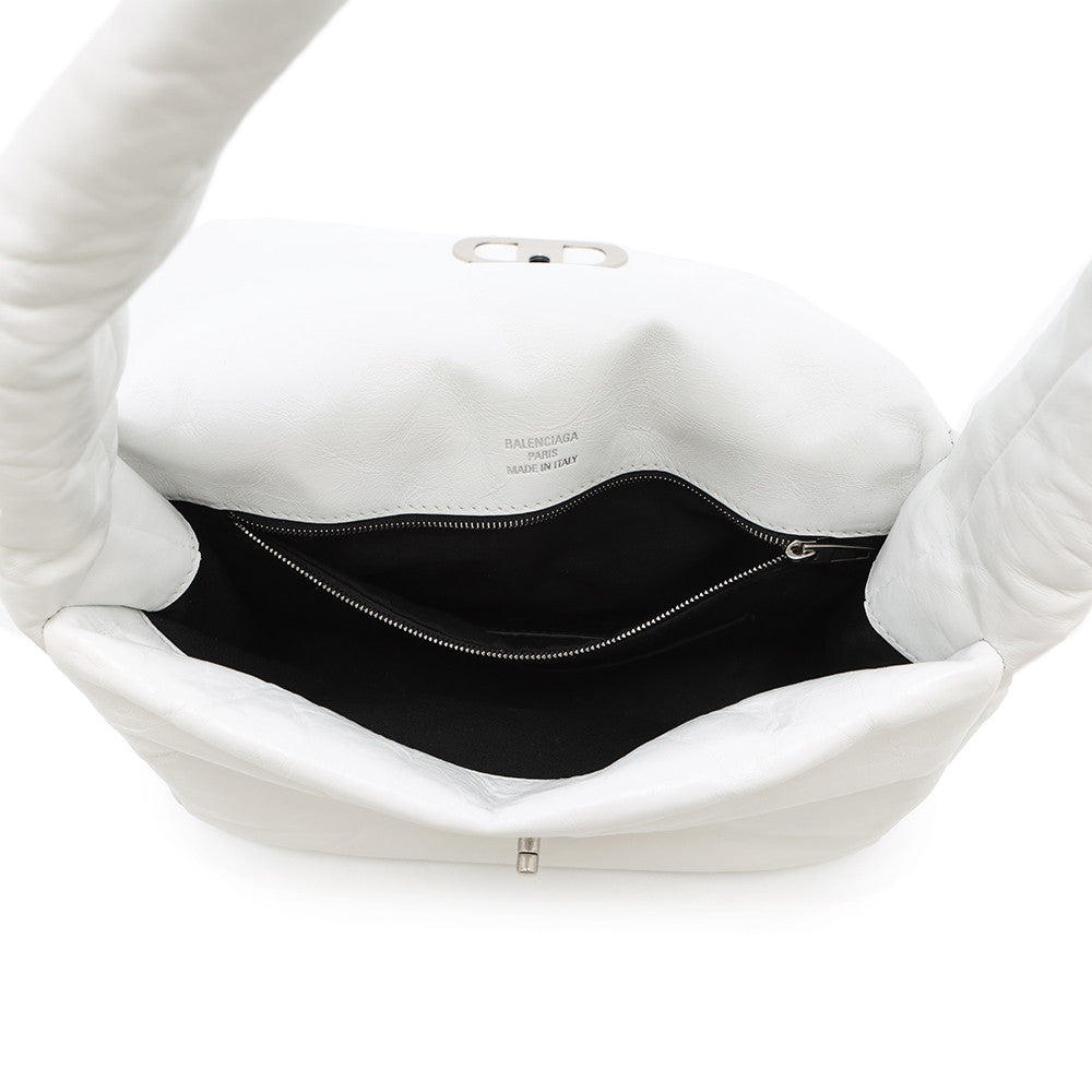 BALENCIAGA Monaco Sling Bag One Belt White787896 Leather Size Small