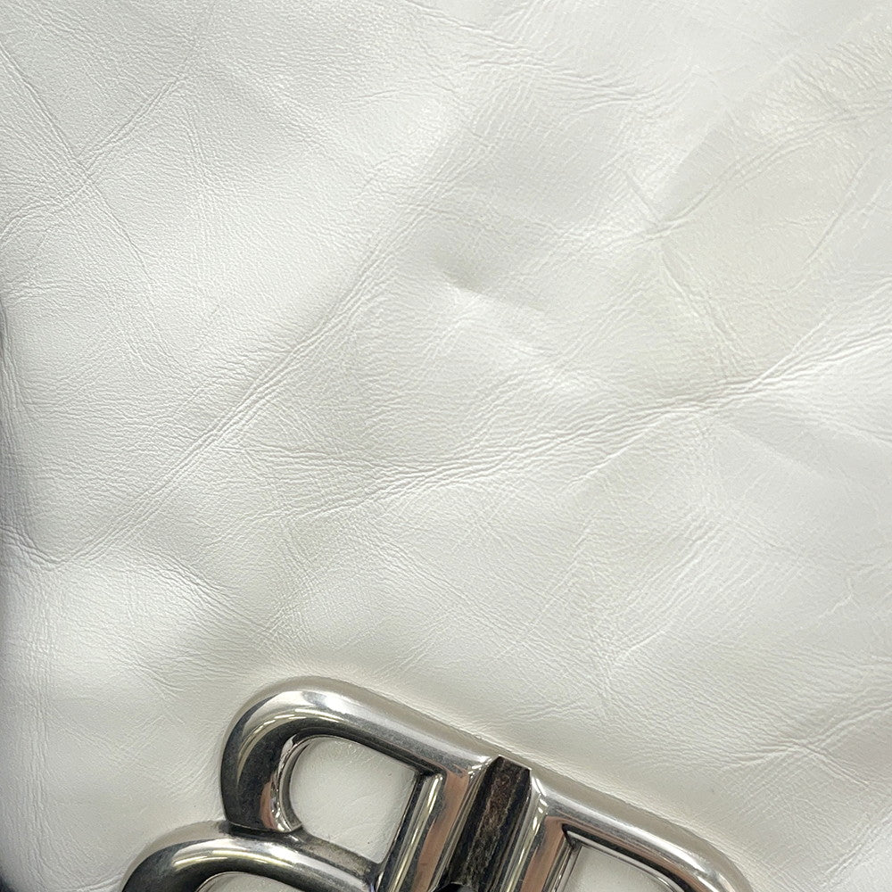 BALENCIAGA Monaco Sling Bag One Belt White787896 Leather Size Small
