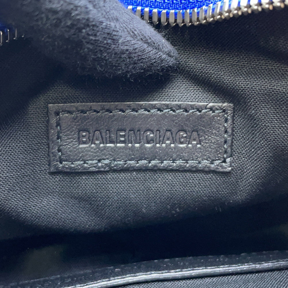 BALENCIAGA Luca Goal Shoulder Bag Metalic Blue671309 Leather Size XS