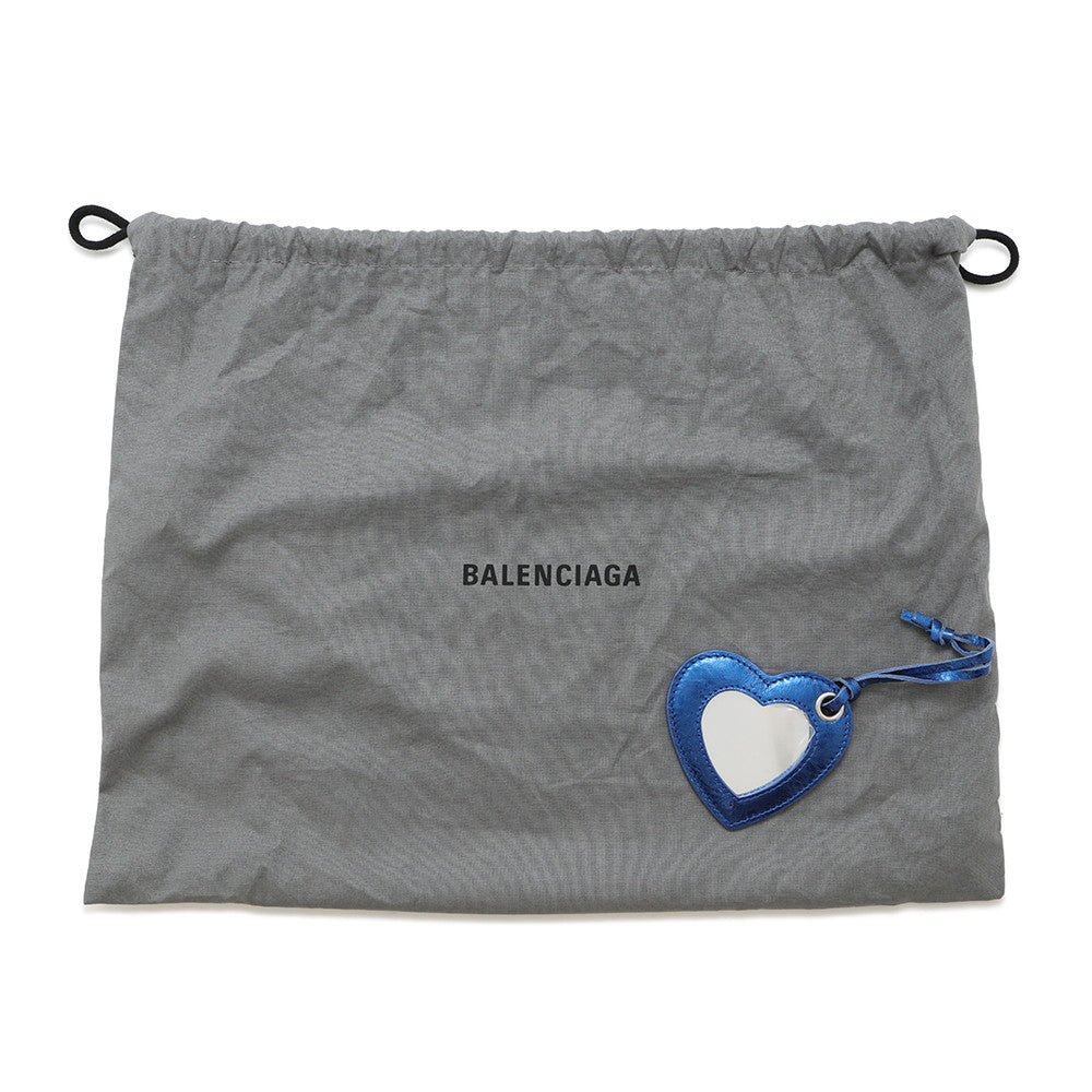 BALENCIAGA Luca Goal Shoulder Bag Metalic Blue671309 Leather Size XS