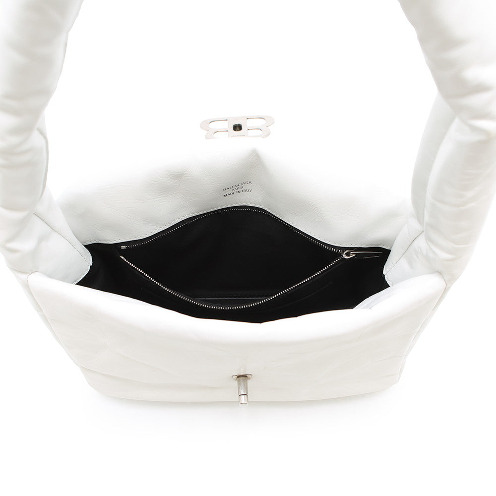 BALENCIAGA Monaco One Belt White787896 Leather