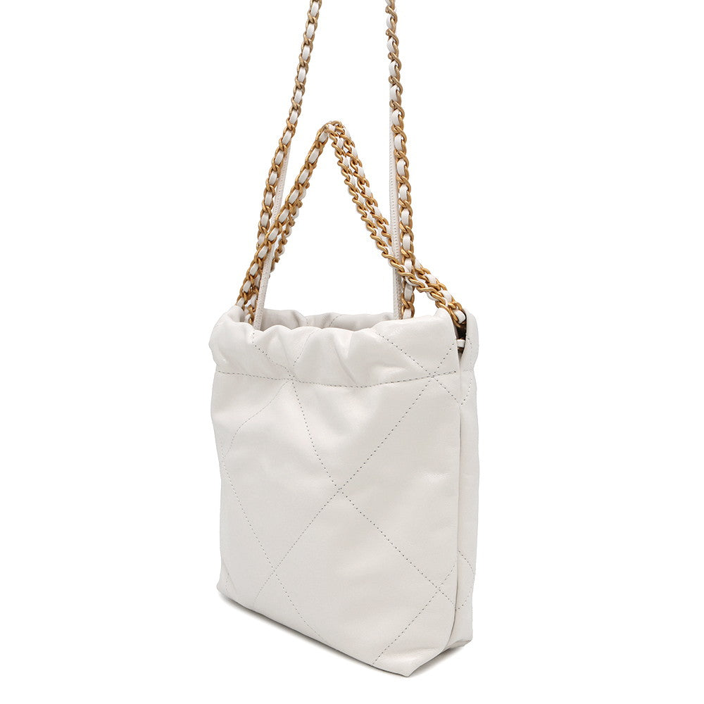 CHANEL CHANEL 22 Mini Shoulder Bag WhiteAS3980 Shiny Calf Leather