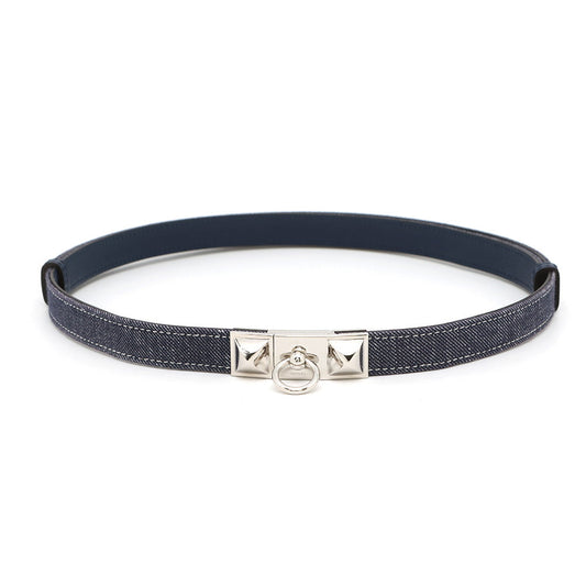 HERMES Rival Jean 18 Belt Blue Indigo Epsom Denim