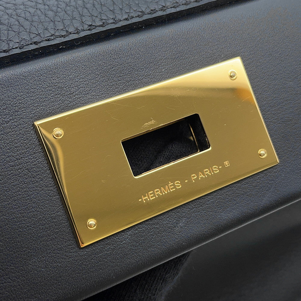 HERMES 24/24 Sac Van Quatre Black Togo Leather Swift Leather Size 29