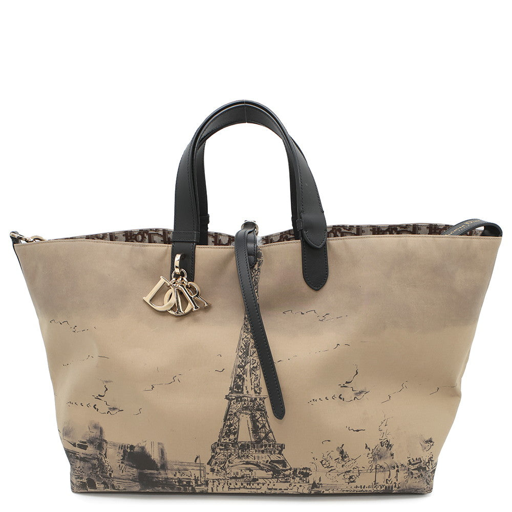 Dior Jules Oblique Tote Bag BeigeM2820OZBP Nylon Leather Size Large