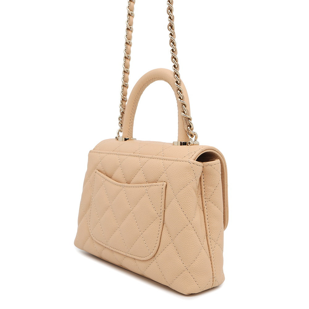 CHANEL Matelasse Coco Handle 2way Handbag BeigeAP4244 Caviar Leather Size Mini mini
