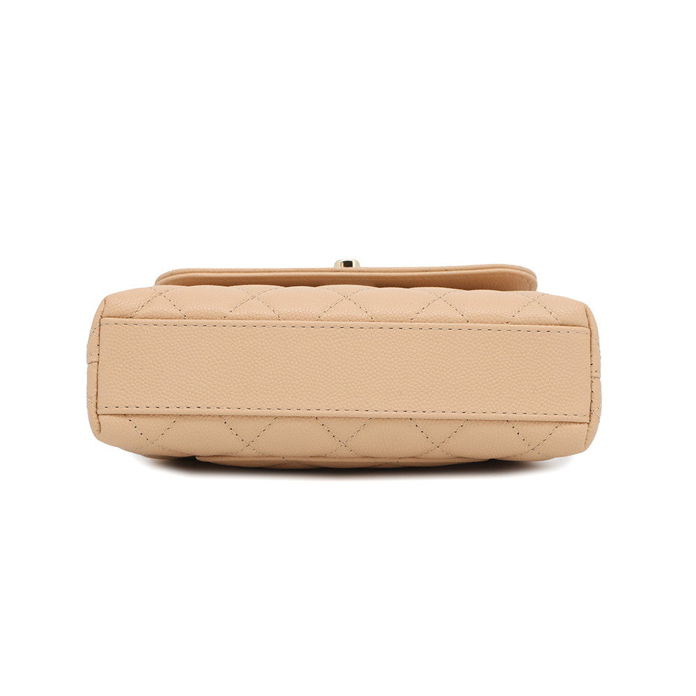 CHANEL Matelasse Coco Handle 2way Handbag BeigeAP4244 Caviar Leather Size Mini mini