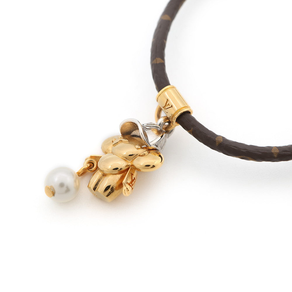 LOUIS VUITTON Bracelet Vivienne Basket Gold/Silver/WhiteM8218Z Monogram Metal Faux Pearl