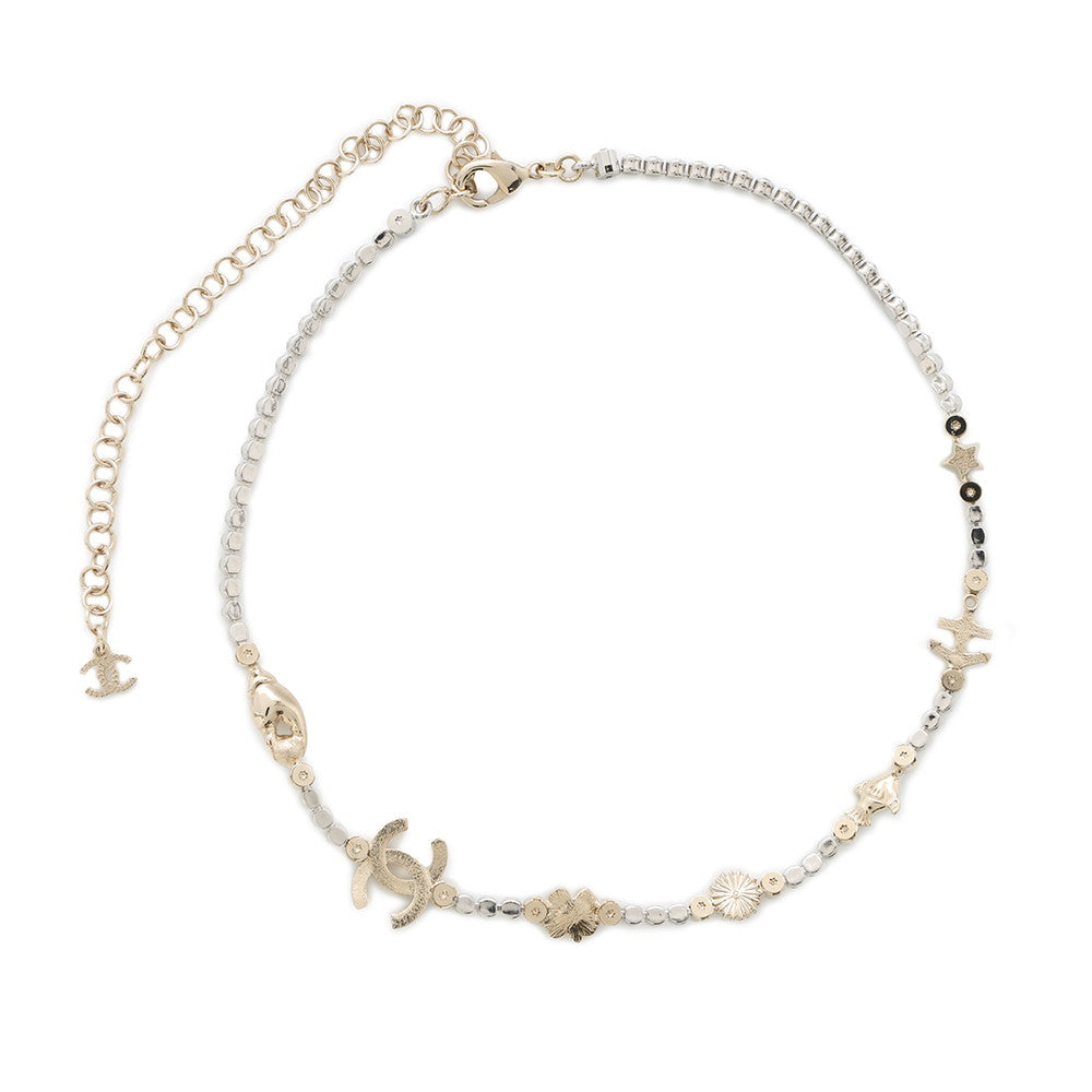 CHANEL CC Logo NecklaceABE912 Gold Plated Rhinestone Faux Pearl