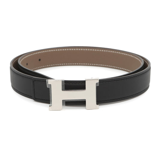 HERMES Belt buckle "Mini Constance" & leather belt (kit) 24 Size 80 Black/Etoupe Swift Leather Epsom