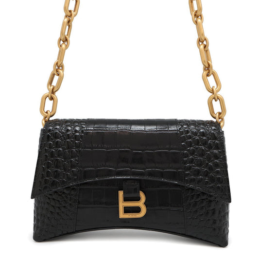 BALENCIAGA Downtown XS ChainShoulder Bag Black689121 Croco embossed leather